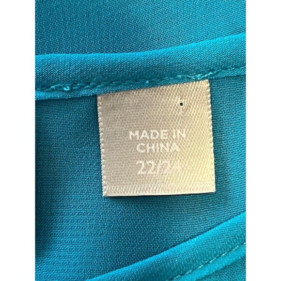 Avenue Studio Turquoise Ruffle Layered Sheer Blouse 22/24 Lightweight Elegant - Picture 4 of 12